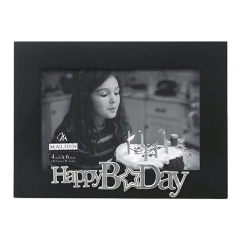 Malden Expressions Photo Picture Frame Black Wood Silver Happy Birthday Gift